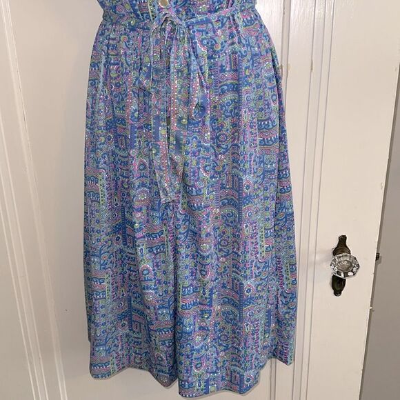 Vintage 60s Shelton Strollers Blue, Pink, Green & White Short Sleeve Dress - Picture 4 of 8